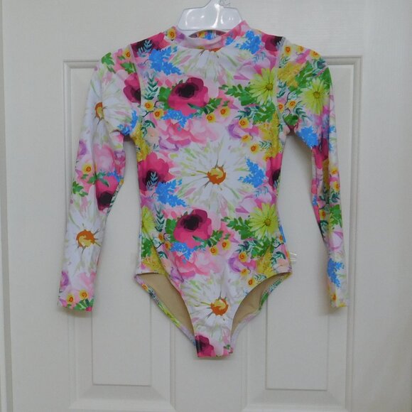 NWT Shade Critters 1pc Floral Long Sleeve Rashguard Swimsuit sz 7